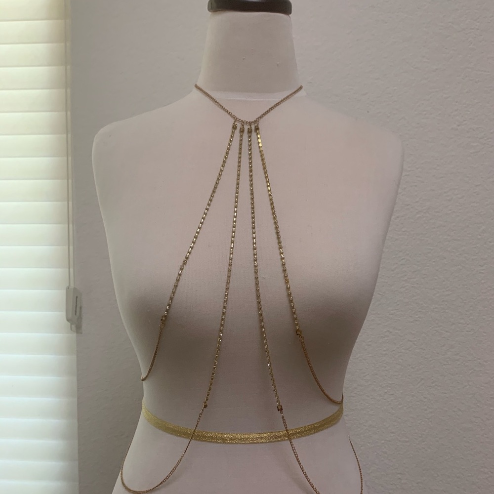 GOLD CRYSTAL FESTIVAL BODY CHAIN BIKINI